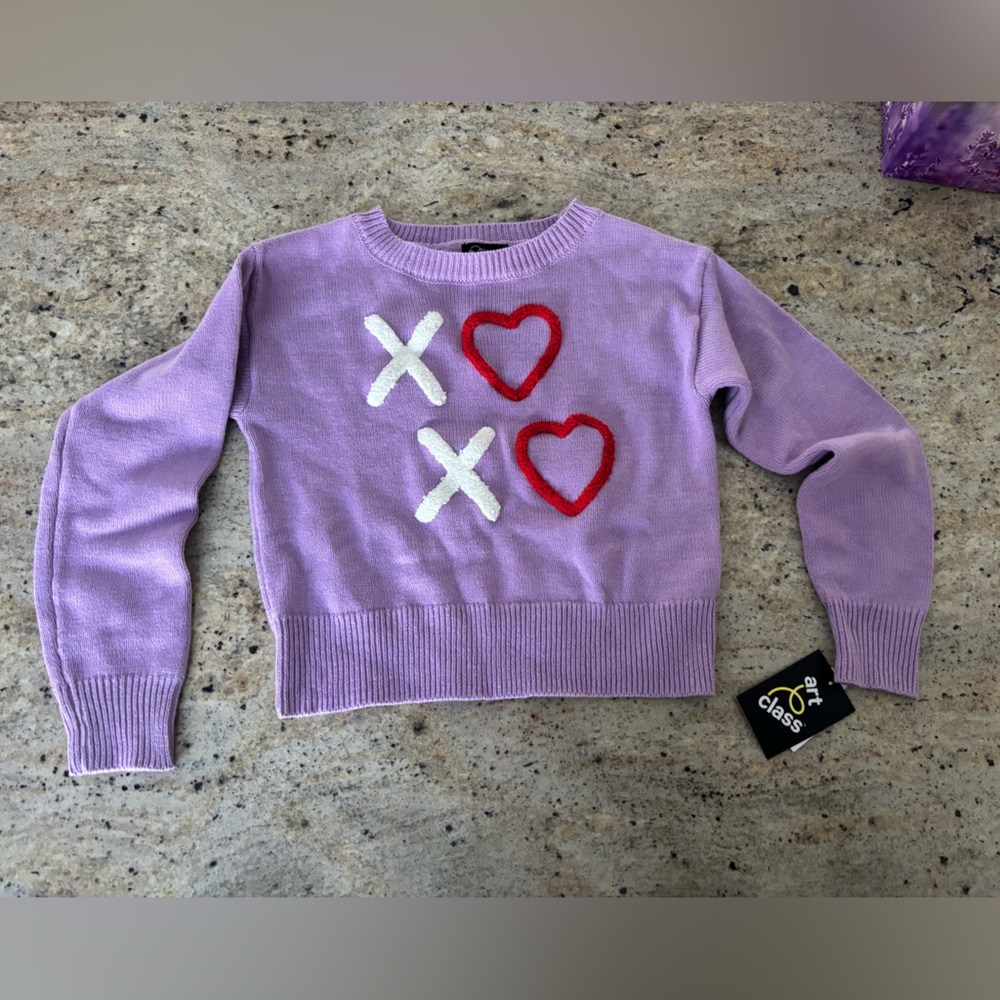 Art Class Lavender Sweater with Red and White Accents